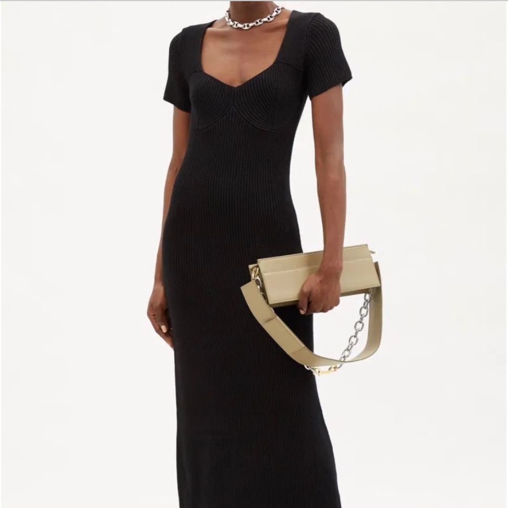 Staud Ribbed Knit Dress Black Size Small